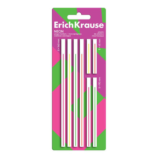 Picture of EK PLASTIC PAGE MARKERS NEON 5X140MM, 5X45MM, 5X90MM
